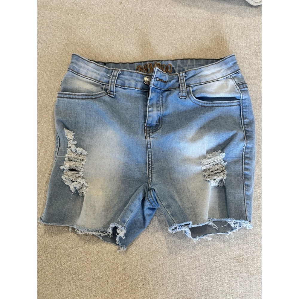 BAMBOO Distressed Denim Shorts Juniors Size 3/4 Light Wash Ripped Frayed Hem